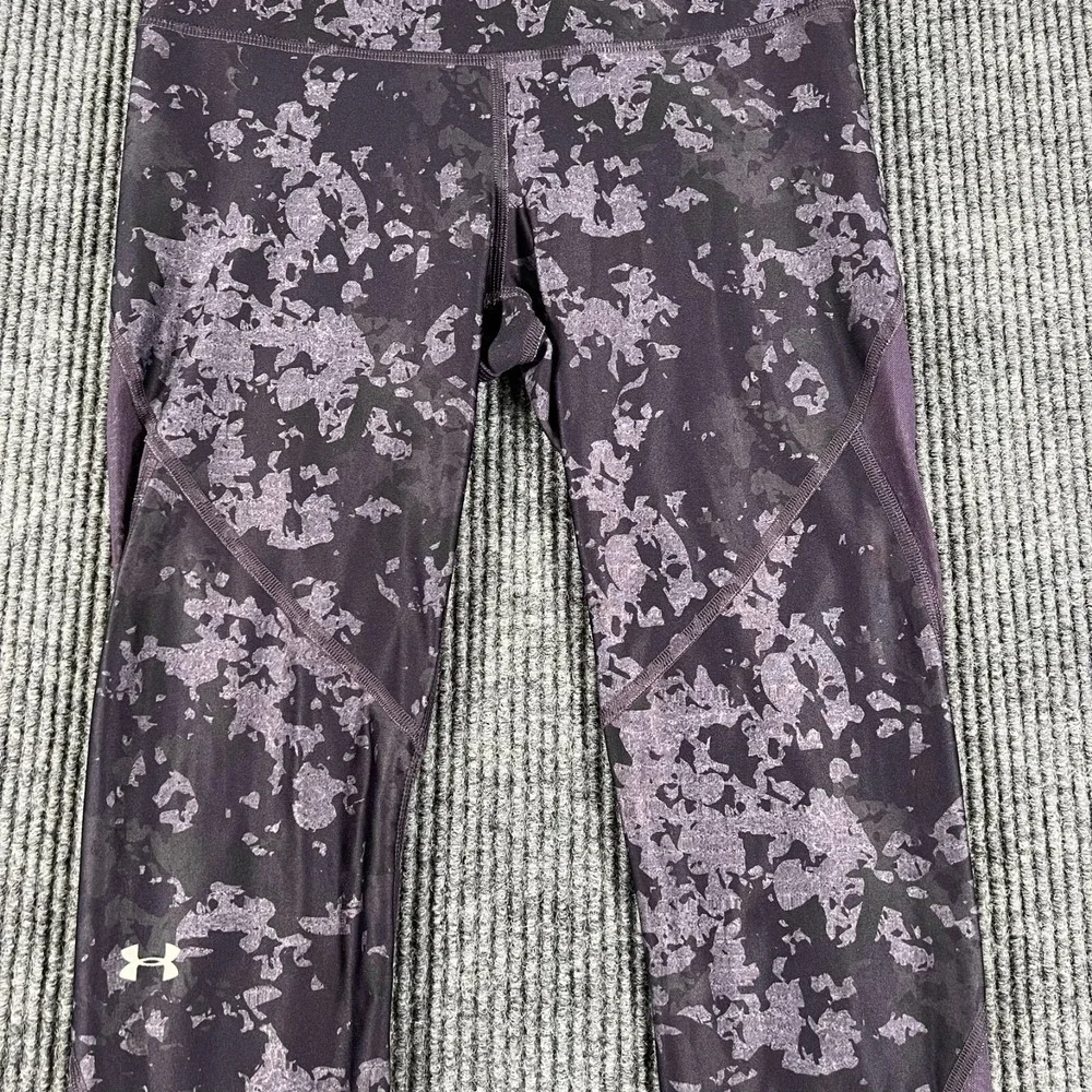 Under Armour Leggings Womens Medium Purple Compression Heat Gear Active Workout
